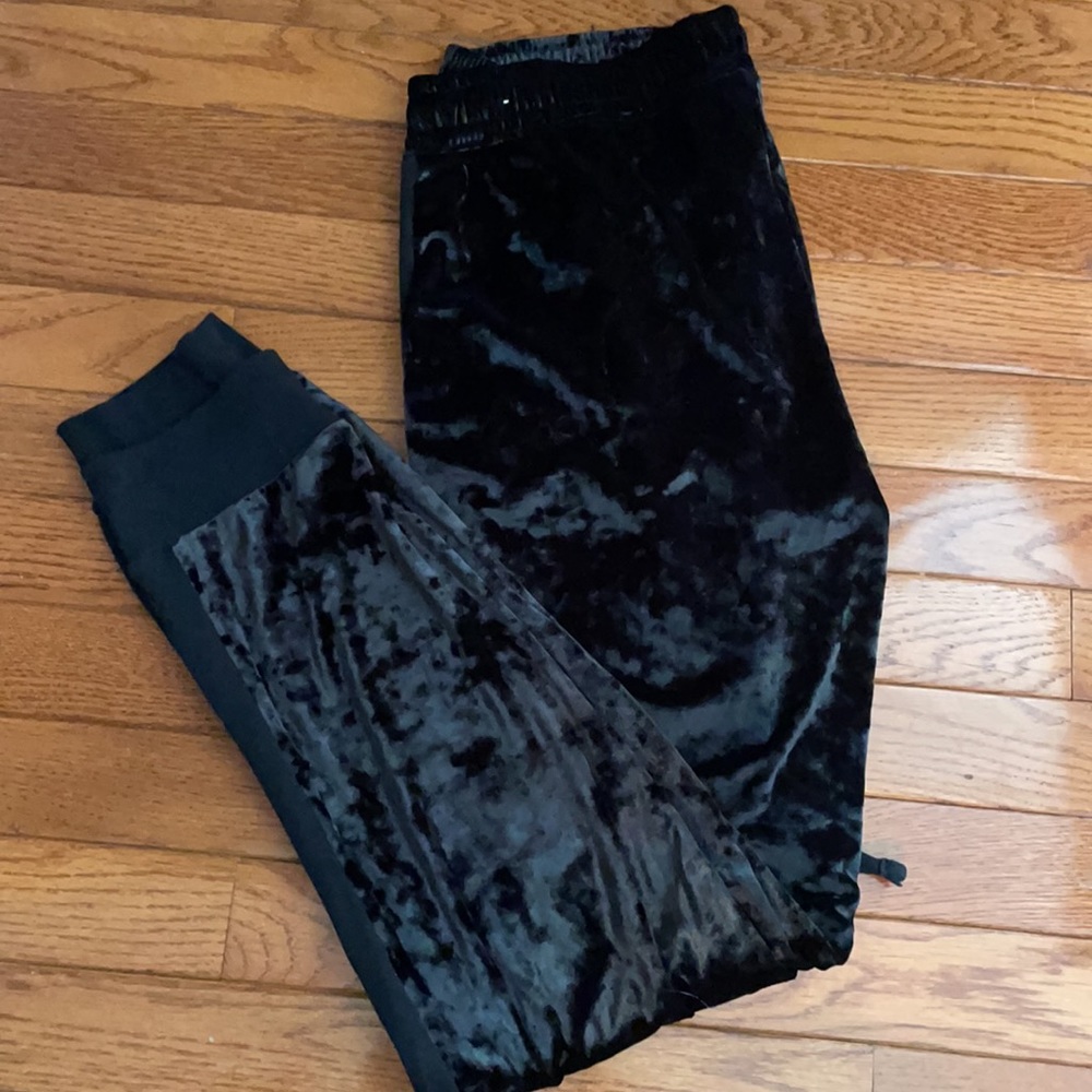 Black Velour PINK joggers